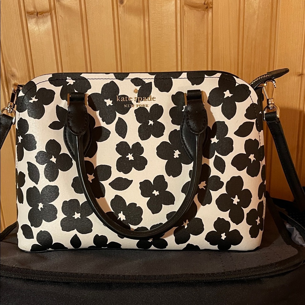 Kate Spade Black and White Floral Satchel